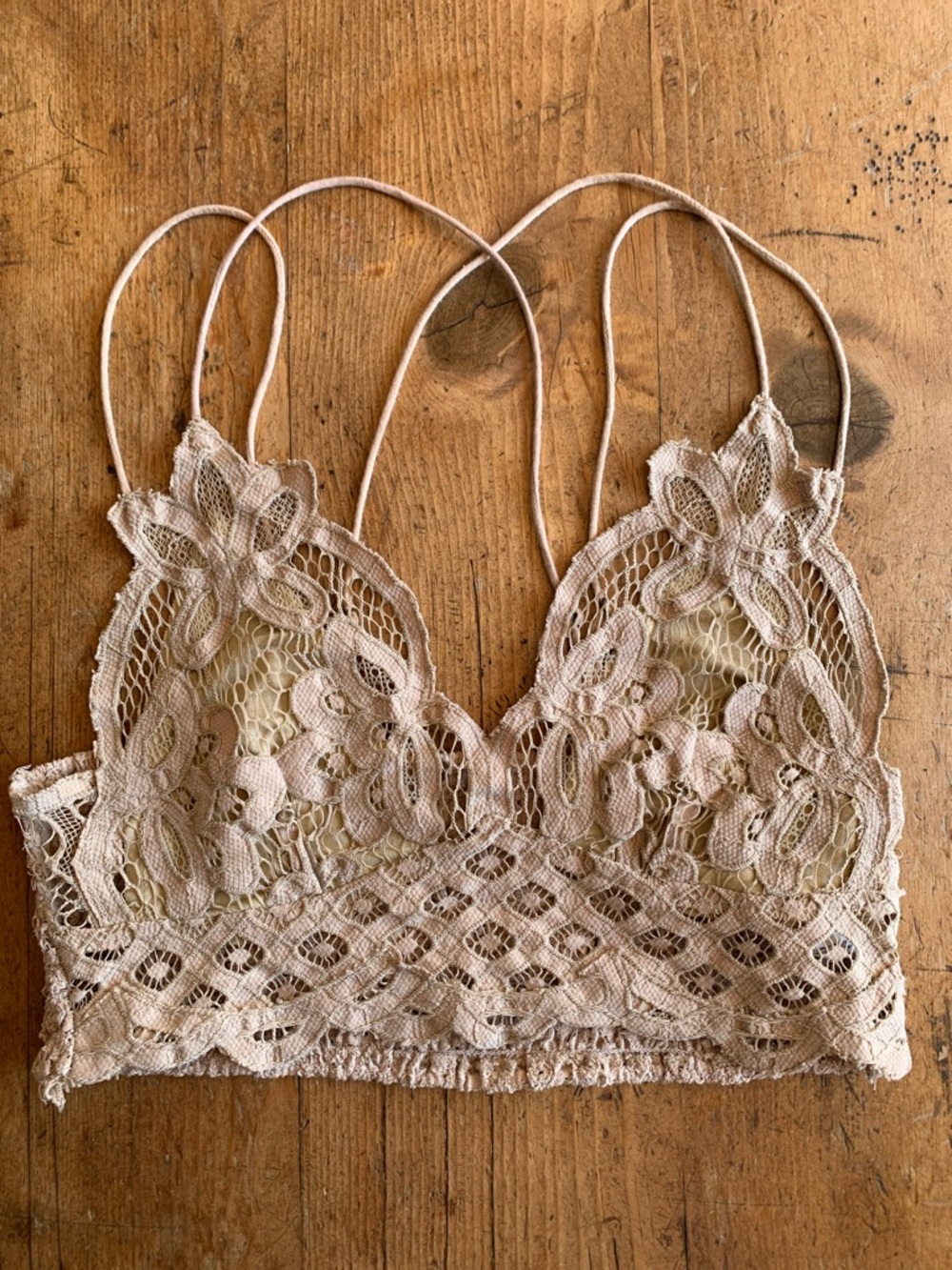 Free People Floral Lace Bralette - Dusty Tan Bralette